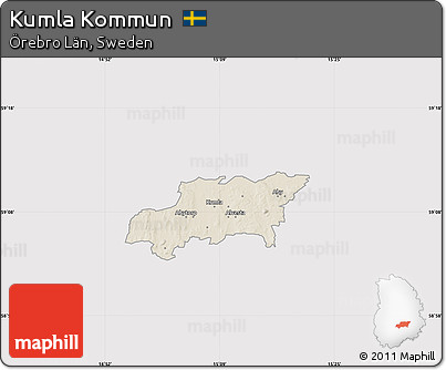 Shaded Relief Map of Kumla Kommun, cropped outside