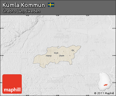 Shaded Relief Map of Kumla Kommun, lighten, desaturated