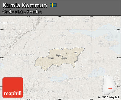 Shaded Relief Map of Kumla Kommun, lighten