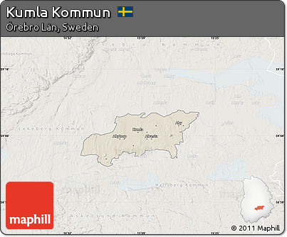 Shaded Relief Map of Kumla Kommun, lighten