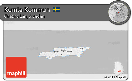Gray Panoramic Map of Kumla Kommun, single color outside