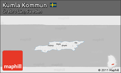 Gray Panoramic Map of Kumla Kommun, single color outside