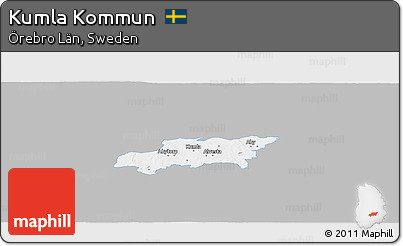 Gray Panoramic Map of Kumla Kommun, single color outside