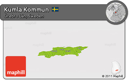 Physical Panoramic Map of Kumla Kommun, cropped outside
