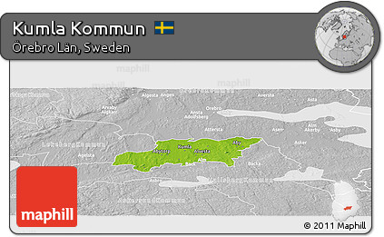 Physical Panoramic Map of Kumla Kommun, lighten, desaturated