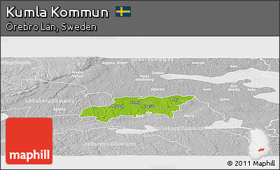 Physical Panoramic Map of Kumla Kommun, lighten, desaturated