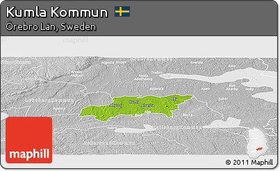 Physical Panoramic Map of Kumla Kommun, lighten, desaturated
