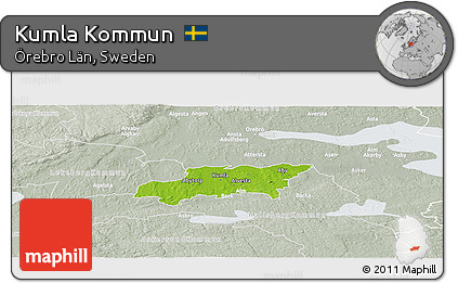 Physical Panoramic Map of Kumla Kommun, lighten, semi-desaturated