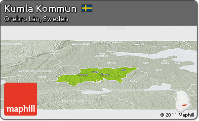 Physical Panoramic Map of Kumla Kommun, lighten, semi-desaturated