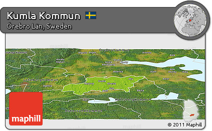 Physical Panoramic Map of Kumla Kommun, satellite outside