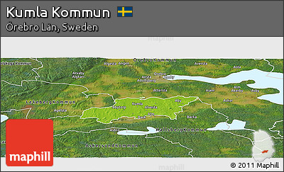 Physical Panoramic Map of Kumla Kommun, satellite outside