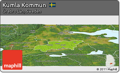 Physical Panoramic Map of Kumla Kommun, satellite outside