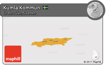 Political Panoramic Map of Kumla Kommun, cropped outside