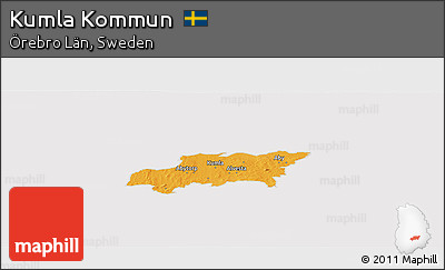 Political Panoramic Map of Kumla Kommun, cropped outside