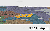 Political Panoramic Map of Kumla Kommun, darken, semi-desaturated