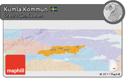 Political Panoramic Map of Kumla Kommun, lighten