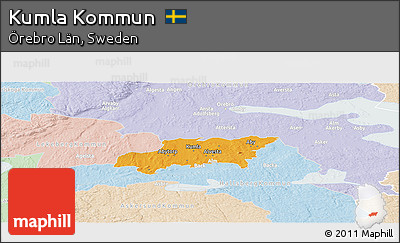 Political Panoramic Map of Kumla Kommun, lighten