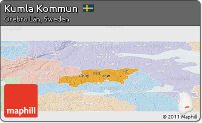 Political Panoramic Map of Kumla Kommun, lighten