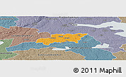 Political Panoramic Map of Kumla Kommun, semi-desaturated