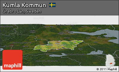 Satellite Panoramic Map of Kumla Kommun, darken