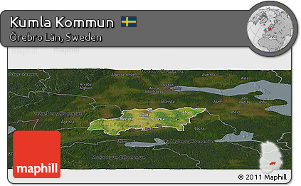 Satellite Panoramic Map of Kumla Kommun, darken