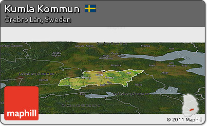 Satellite Panoramic Map of Kumla Kommun, darken