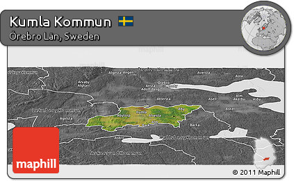 Satellite Panoramic Map of Kumla Kommun, desaturated