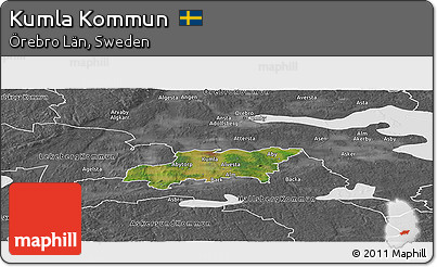 Satellite Panoramic Map of Kumla Kommun, desaturated