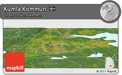 Satellite Panoramic Map of Kumla Kommun