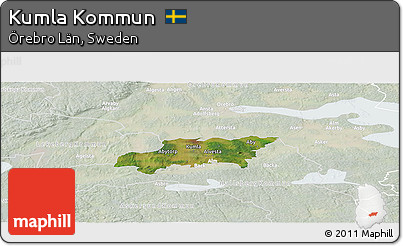 Satellite Panoramic Map of Kumla Kommun, lighten