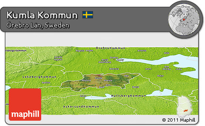 Satellite Panoramic Map of Kumla Kommun, physical outside