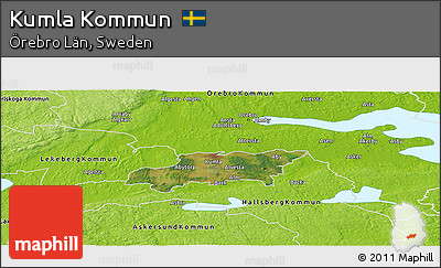 Satellite Panoramic Map of Kumla Kommun, physical outside