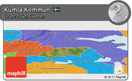 Satellite Panoramic Map of Kumla Kommun, political outside