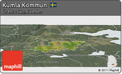 Satellite Panoramic Map of Kumla Kommun, semi-desaturated