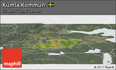 Satellite Panoramic Map of Kumla Kommun, semi-desaturated