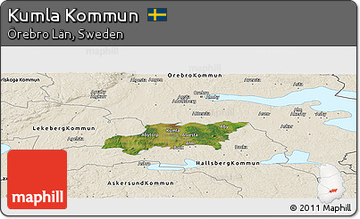Satellite Panoramic Map of Kumla Kommun, shaded relief outside