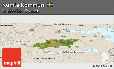 Satellite Panoramic Map of Kumla Kommun, shaded relief outside