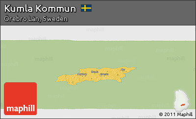 Savanna Style Panoramic Map of Kumla Kommun, single color outside