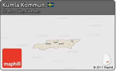 Shaded Relief Panoramic Map of Kumla Kommun, cropped outside