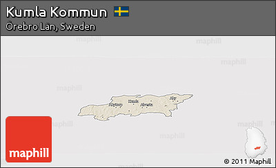 Shaded Relief Panoramic Map of Kumla Kommun, cropped outside