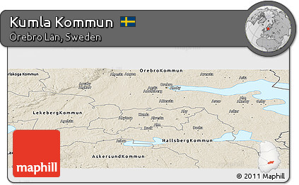Shaded Relief Panoramic Map of Kumla Kommun