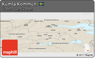 Shaded Relief Panoramic Map of Kumla Kommun