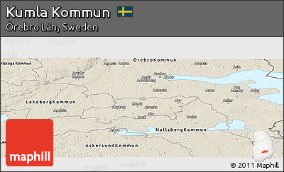 Shaded Relief Panoramic Map of Kumla Kommun