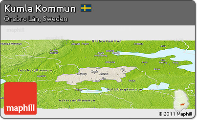 Shaded Relief Panoramic Map of Kumla Kommun, physical outside