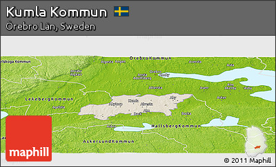 Shaded Relief Panoramic Map of Kumla Kommun, physical outside