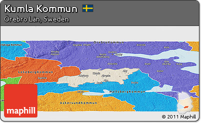 Shaded Relief Panoramic Map of Kumla Kommun, political outside