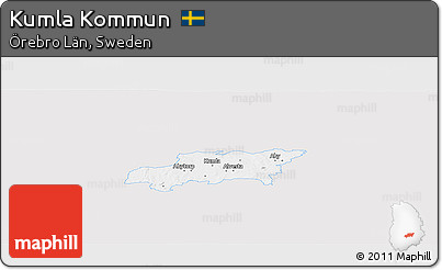 Silver Style Panoramic Map of Kumla Kommun, single color outside