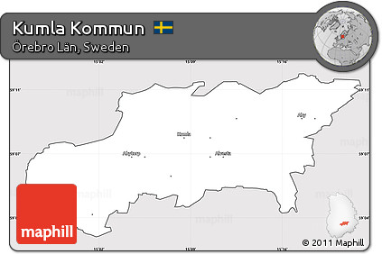 Silver Style Simple Map of Kumla Kommun, cropped outside