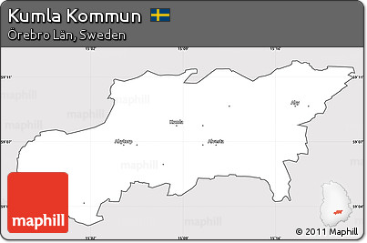 Silver Style Simple Map of Kumla Kommun, cropped outside