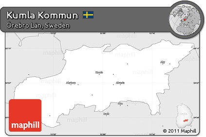 Silver Style Simple Map of Kumla Kommun